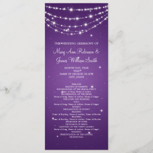 Elegant Wedding Program Sparkling Chain Purple Programme