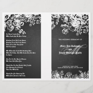 Elegant Wedding Program Victorian Flourish Black