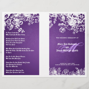 Elegant Wedding Program Victorian Flourish Purple
