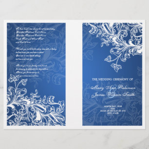 Elegant Wedding Program Vintage Swirls Blue