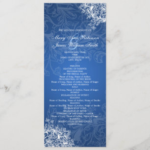 Elegant Wedding Program Vintage Swirls Blue Programme