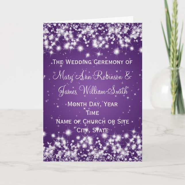 Elegant Wedding Program Winter Sparkle Purple Programme (Front)