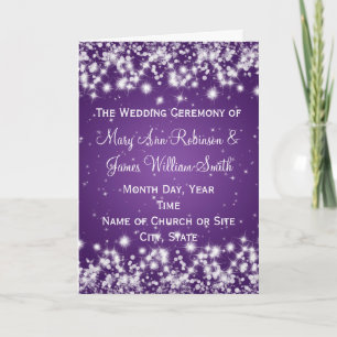 Elegant Wedding Program Winter Sparkle Purple Programme