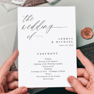Elegant Wedding Programs 5x7 Romantic Calligraphy Programme