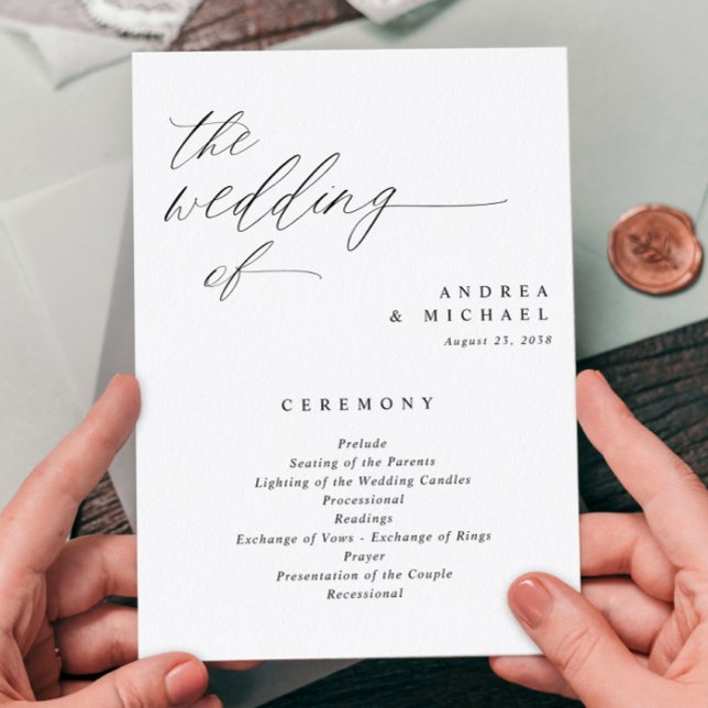 Elegant Wedding Programs 5x7 Romantic Calligraphy Programme (Creator Uploaded)