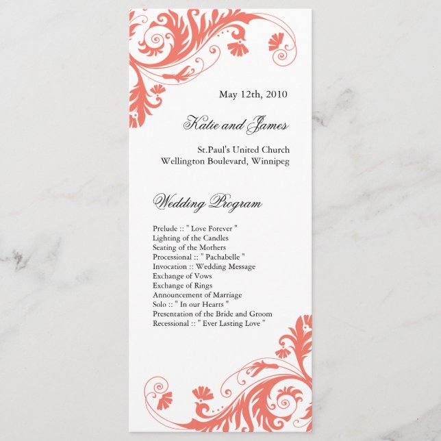 Elegant  Wedding Programs Programme (Front)