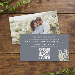 Elegant Wedding QR Code Simple Dusty Blue Enclosure Card