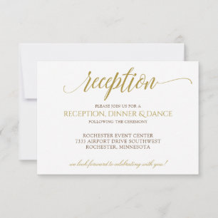 Elegant Wedding Reception Card Gold Typography