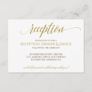 Elegant Wedding Reception Card   Gold Typography