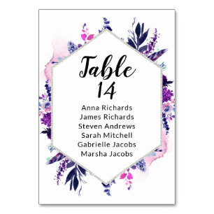 Elegant Wedding Reception Guest Seating Chart Table Number
