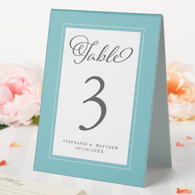 Elegant Wedding Reception Guest Table Number Aqua (In SItu (Wedding))