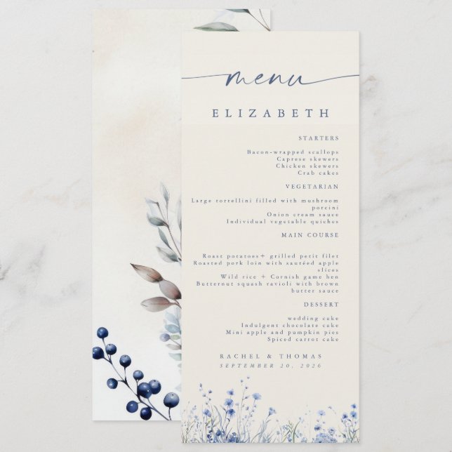 Elegant Wedding Reception Menu (Front/Back)