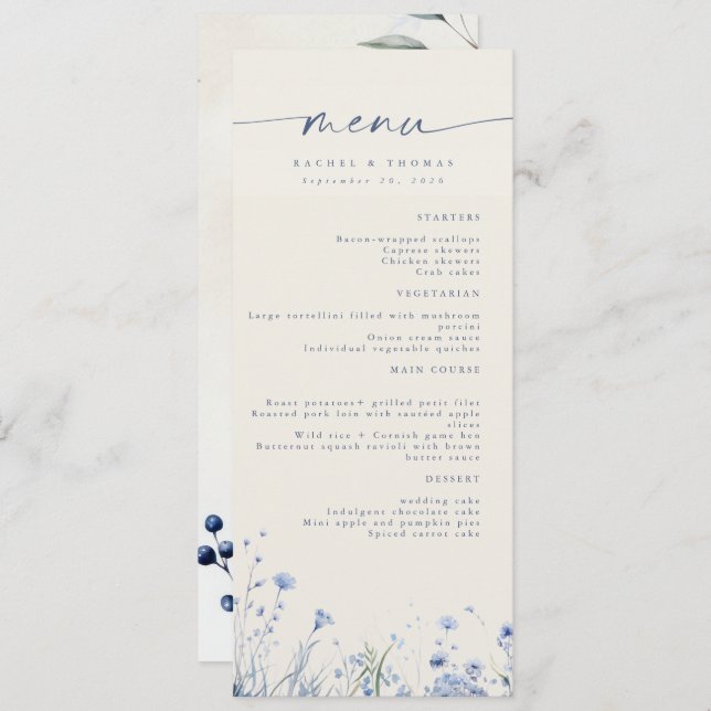 Elegant Wedding Reception Menu (Front/Back)