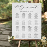Elegant Wedding Reception Seating Chart Sign<br><div class="desc">Elegant Wedding or special event seating chart with beautiful modern hand written calligraphy elements. Easy to fill in template with space for 16 seating tables or less. For events with less tables, simple erase the characters from text boxes of bottom tables that you don't need. Many size options available. Ability...</div>