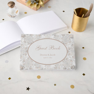 Elegant Wedding Reception White Gold Silver Simple Guest Book