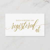 Elegant Wedding Registered At Registry Cards- Gold