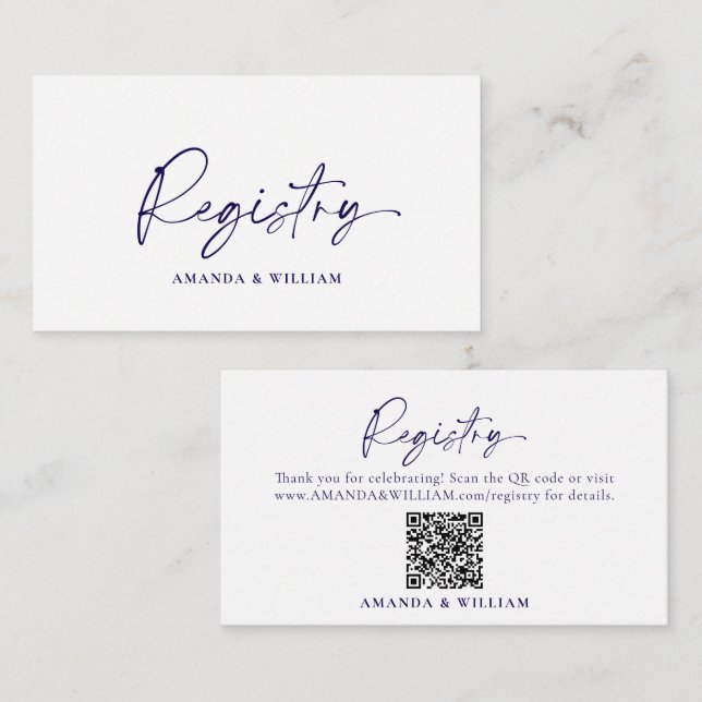 Elegant Wedding Registry Card with QR Code (Front/Back)