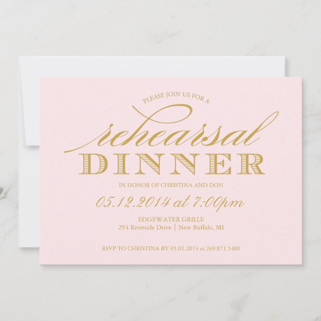Elegant Wedding Rehearsal Dinner Invitation (Front)