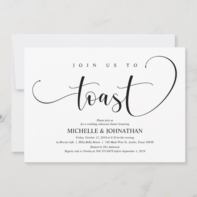 Elegant Wedding Rehearsal Dinner Invitation Card (Front)