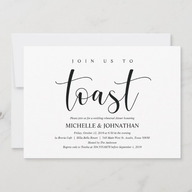 Elegant Wedding Rehearsal Dinner Invitation Card (Front)