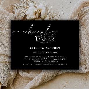 Elegant Wedding Rehearsal Dinner The Night Before Invitation