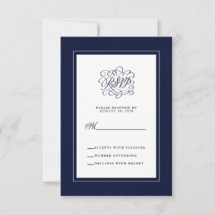 Elegant Wedding Reply Chic Enclosure Dark Blue RSV RSVP Card