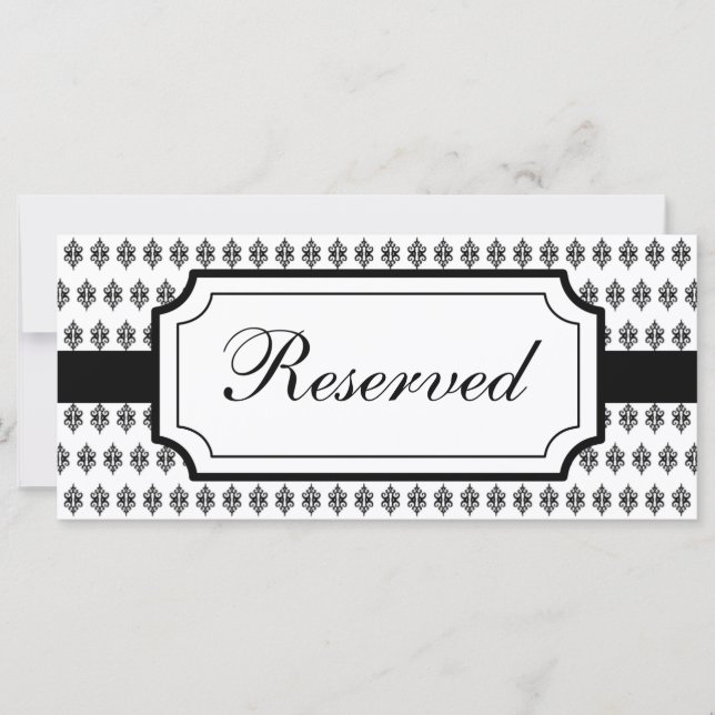 Elegant Wedding Reserved Seating Card Table Sign (Front)