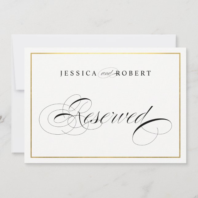 Elegant Wedding Reserved Sign Invitation (Front)