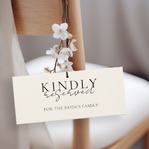 Elegant, Wedding, Reserved Sign to Hang on Chairs