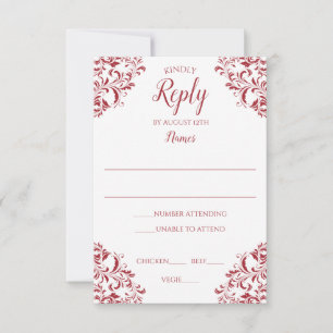 Elegant Wedding Response Card Nadine (Red)