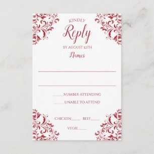 Elegant Wedding Response Card   Nadine (Red)