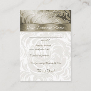 Elegant Wedding Response Cards Floral Leaf Gold