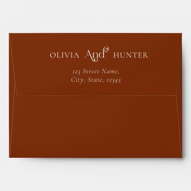 Elegant  Wedding Return Address 5x7 Envelope (Back (Top Flap))