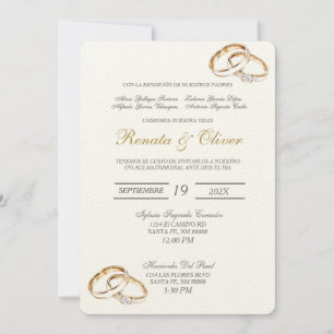 Elegant wedding ring Spanish Invitation
