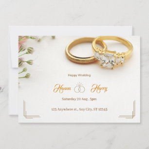 Elegant  wedding ring with flowers Floral Invitation