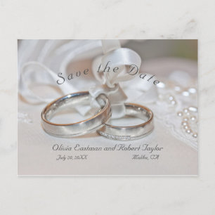 Elegant wedding rings Save the Date Announcement Postcard
