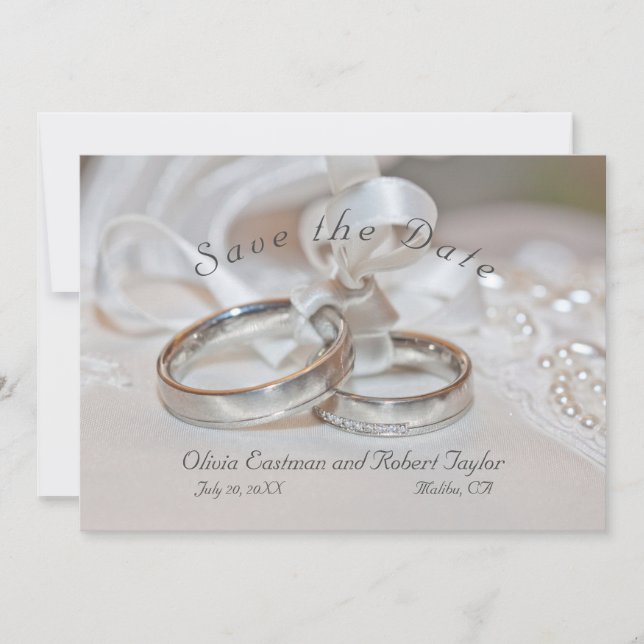 Elegant wedding rings  Save the Date Invitation (Front)