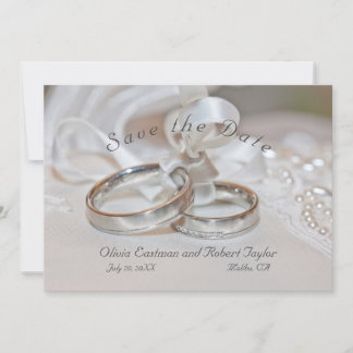 Elegant wedding rings Save the Date Invitation