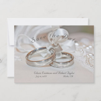Elegant wedding rings Save the Date Invitation
