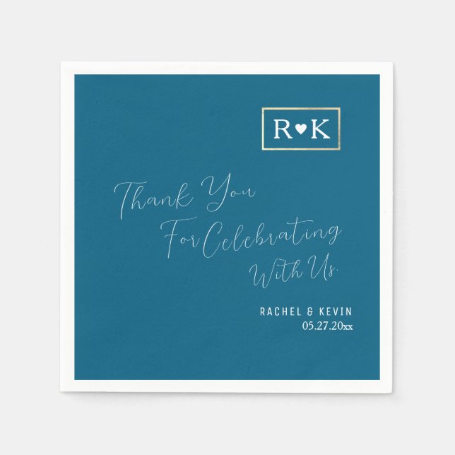 Elegant Wedding Romantic Blue Napkin (Front)