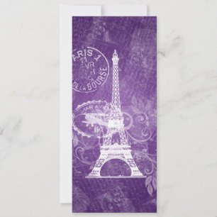 Elegant Wedding Romantic Paris Purple Invitation