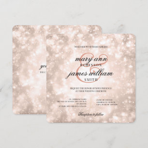 Elegant Wedding Rose Gold Champagne Bokeh Invitation