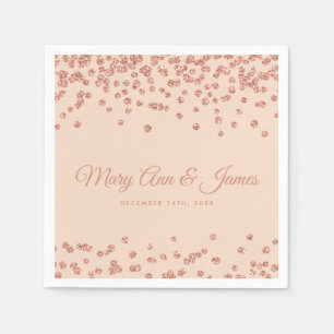 Elegant Wedding Rose Gold Glitter Confetti Blush Napkin