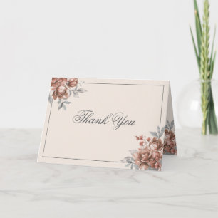 Elegant Wedding Rose Gold Rustic Floral  Thank You Card