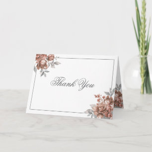Elegant Wedding Rose Gold Rustic Floral Thank You Card