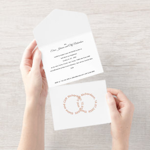 Elegant Wedding, Rose Gold Written Names, All In One Invitation