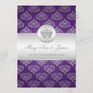 Elegant Wedding Royal Crown Purple Invitation