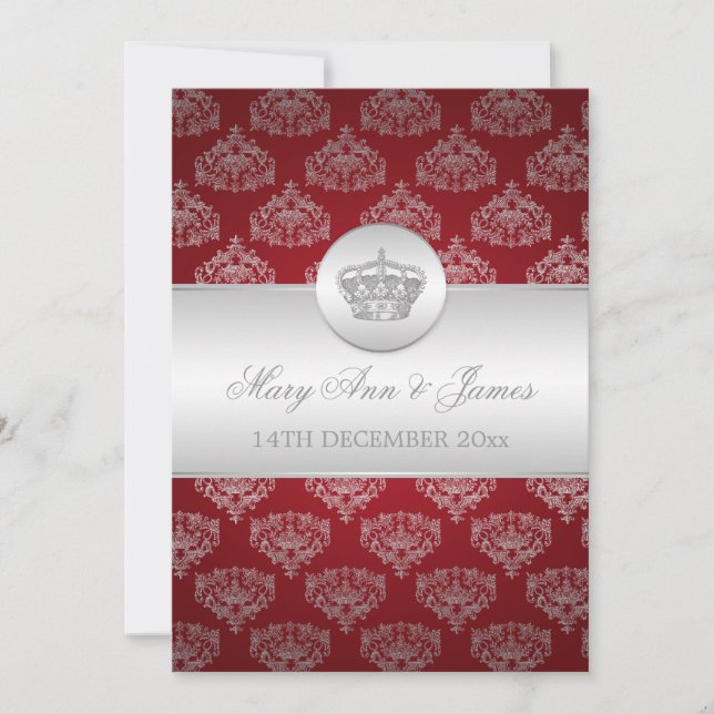 Elegant Wedding Royal Crown Red Invitation (Front)
