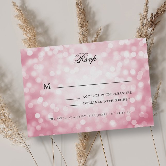 Elegant Wedding RSVP Bokeh Lights Blush Pink  (Elegant Wedding RSVP Bokeh Lights Blush Pink )