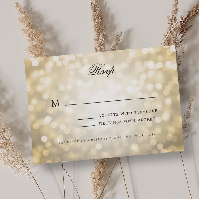Elegant Wedding RSVP Bokeh Lights Vintage Gold  Card (Elegant Wedding RSVP Bokeh Lights Vintage Gold )